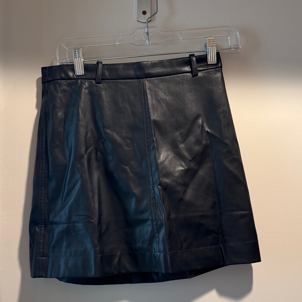 J. Crew Black Leather Mini Skirt